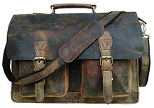 Load image into Gallery viewer, 18 Inch Vintage Computer Leather Laptop Messenger Bags for Men Leather Briefcase Shoulder Bag Man & Women Bag (rustic brown)