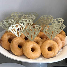 Load image into Gallery viewer, Diamond Ring Cupcake Toppers, Gold Glitter Cupcake Toppers, Bridal Shower Decorations
