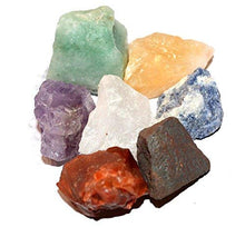 Load image into Gallery viewer, Zentron Crystal Collection Seven Stones Gemstone Chakra Set with Velvet Pouch Amethyst Carnelian Citrine Sodalite Green Aventurine Hematite Clear Quartz (Rough)