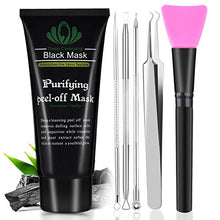 Load image into Gallery viewer, Blackhead Remover Mask, Blackhead Peel Off Face Mask 3-in-1 Blackhead Remover Charcoal Mask with Blackhead & Pimple Comedone Extractors and Silicone Brush,Deep Cleansing Black Mask