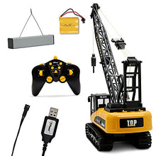 Load image into Gallery viewer, Top Race 15 Channel Remote Control Crane, Proffesional Series, 1:14 Scale - Battery Powered RC Construction Toy Crane with Heavy Metal Hook (TR-214)