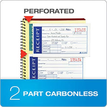 Load image into Gallery viewer, Adams Write n' Stick Receipt Book, 2-Part, Carbonless, White/Canary, 5-1/4" x 11", Spiral Bound, 200 Sets per Book, 4 Receipts per Page (SC1152WS)