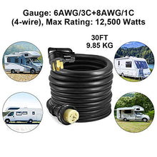 Load image into Gallery viewer, HZXVOGEN Generator Extension Cord 30FT 50A STW 6/3 + 8/1 Heavy Duty RV Power Adapter Cable Connection N14-50P & SS2-50R CS6364 Twist Lock Connectors