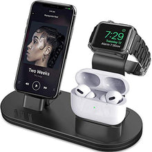 Load image into Gallery viewer, OLEBR 3 in 1 Charging Stand Compatible with iWatch Series 5/4/3/2/1, AirPods and iPhone 11/11 Pro/11 Pro Max/Xs/X Max/XR/X/8/8Plus/7/7 Plus /6S /6S Plus(Original Charger & Cables Required) Black