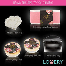 Load image into Gallery viewer, Home Spa Gift Basket, Luxury 8 Piece Bath & Body Set For Men and Women, Fresh Peony Scent - Contains Shower Gel, Bubble Bath, Lotion, Bath Salt, Body Scrub, Bath Soap, Back Scrubber & Cosmetic Bag