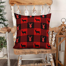 Load image into Gallery viewer, Hexagram Red Buffalo Check Plaid Christmas Pillow Cover 18x18,Cotton Line Christmas Throw Pillow Cover Farmhouse Christmas Decor for Home Couch,Winter Holiday Pillow Cover