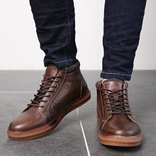 Load image into Gallery viewer, Arkbird Fashion Men's Leather Sneaker Boots Mid-Top Casual Oxford Walking Shoes for Men Khaki Man Size 12