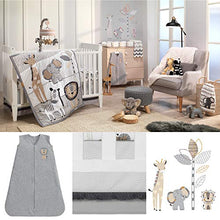 Load image into Gallery viewer, Lambs & Ivy Jungle Safari Gray/Tan/White Nursery 6-Piece Baby Crib Bedding Set