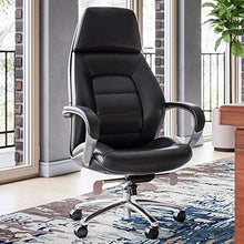 Load image into Gallery viewer, Gates Genuine Leather Aluminum Base High Back Executive Chair - Black