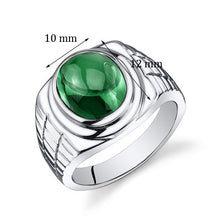 Load image into Gallery viewer, Peora Mens 6.50 Carats Simulated Emerald Ring Sterling Silver Size 9