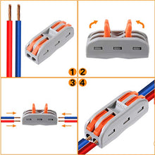 Load image into Gallery viewer, XHF Conductor Compact Connectors UL Certification Lever Connectors Nuts Electrical Connectors Wire Terminals for 2 Circuit Inline Splices 28-12 AWG (SPL-2, 10PCS)