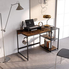 Load image into Gallery viewer, Nost & Host Computer Desk with Storage Shelves and Free Large Monitor Stand, Sturdy Wooden Modern Industrial Home Office PC Laptop Study Writing Table Workstation, 47.2 inches, Rustic Brown and Black