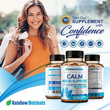Load image into Gallery viewer, 28 in 1 Calm Mood Support Supplement- Natural Happy Pills for Occasional Anxiousness & Stress, Worry feelings, Relaxation, Mental Clarity | Max Dopamine Mood Boost for Women & Men | 120 Vegan Capsules