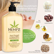 Load image into Gallery viewer, Hempz Sweet Pineapple & Honey Melon Moisturizing Skin Lotion, Natural Hemp Seed Herbal Body Moisturizer with Jojoba, Natural Extracts, Vitamin A and E, 17 oz, 2 Pack Bundle