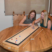 Load image into Gallery viewer, GoSports Shuffleboard and Curling 2 in 1 Table Top Board Game with 8 Rollers - Great for Family Fun