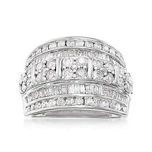 Load image into Gallery viewer, Ross-Simons 2.00 ct. t.w. Baguette and Round Diamond Multi-Row Ring in Sterling Silver For Women 925