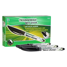 Load image into Gallery viewer, Ticonderoga White System Dry Erase Marker, Low Odor, Fine Tip, Black, 12-Pack (93007)