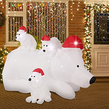 Load image into Gallery viewer, ShinyDec 6FT Polar Bear and Cubs Christmas Decoration Fun Santa Hats & Internal LED Lights, New Holiday Yard Inflatable for 2021, White