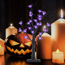 Load image into Gallery viewer, Twinkle Star 24 LED Lighted Halloween Tree, Battery Operated Birch Tree with 24 DIY Bat, Indoor Home Table Desktop Best Halloween Decorations Gift Package