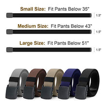 Load image into Gallery viewer, WHIPPY 2 Pack Elastic Stretch Belt for Men, Nickle Free Hiking Nylon Belt in YKK Buckle (Black Gray, Fit Pants Below 35 Inches)