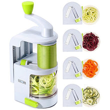 Load image into Gallery viewer, Spiralizer Vegetable Slicer (4-in-1 Rotating Blades) Heavy Duty Veggie Spiralizer with Strong Suction Cup, Zucchini Spiral Noodle/Zoodle/Spaghetti/Pasta Maker ( Recipe Book and Cleaning Brush)