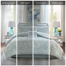 Load image into Gallery viewer, Comfort Spaces Cozy Comforter Set-Modern Classic Design All Season Down Alternative Bedding, Matching Shams, Bedskirt, Decorative Pillows, King (104 in x 90 in), Kashmir, Paisley Blue/Grey 8 Piece