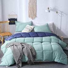 Load image into Gallery viewer, KASENTEX All Season Down Alternative Quilted Comforter Set Reversible Ultra Soft Duvet Insert Hypoallergenic Machine Washable, King, Turquoise Sea Green/Twilight Blue