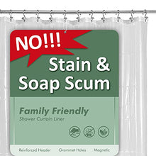 Load image into Gallery viewer, Barossa Design Plastic Shower Liner Clear - Premium PEVA Shower Curtain Liner with Rustproof Grommets and 3 Magnets, Waterproof Cute Lightweight Standard Size Shower Curtains for Bathroom - Clear