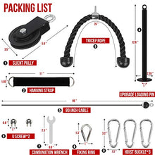 Load image into Gallery viewer, YaNovate Fitness LAT and Lift Pulley System with Loading Pin, Tricep Strap Rope, Cable Rope for Muscle Strength, Home Workout Gym Equipment Machine for Pull Downs, Biceps Curl, Forearm, Shoulder