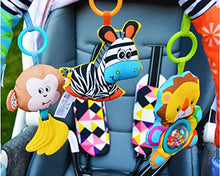 Load image into Gallery viewer, VX-star Baby Travel Play Arch Stroller/Crib Accessory,Cloth Animmal Toy and Pram Activity Bar with Rattle/Squeak/Teethers(Stripe)