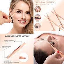 Load image into Gallery viewer, Arroyner 5 Pieces Eyelash Applicator Tool False Eyelashes Applicator Eyebrow Curler Eyebrow Scissors (Rose Golden)