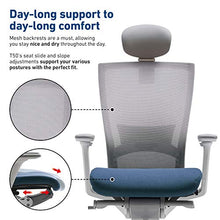Load image into Gallery viewer, SIDIZ T50 Highly Adjustable Ergonomic Office Chair (TNB500HLDA): Advanced Mechanism for Customization/Extreme Comfort, Headrest, Ventilated Mesh Back, Lumbar Support, 3D Arms, Seat Slide/Slope (Blue)