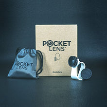 Load image into Gallery viewer, iPhone Camera Lens 2-in-1 by Pocket Lens, Macro and Wideangle Lens, Fits All iPhones, iPads, Samsung, Google Phones, Alternative to Olloclip, Comes with Waterproof Pouch