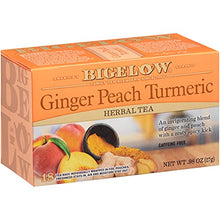 Load image into Gallery viewer, Bigelow Ginger Peach Turmeric Herbal Tea, Caffeine Free, 18 Count (Pack of 6), 108 Total Tea Bags