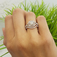 Load image into Gallery viewer, Dazzlingrock Collection 1.00 Carat (ctw) 14K White Diamond Swirl Bridal Halo Engagement Ring Set 1 CT, Rose Gold, Size 7