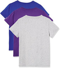 Load image into Gallery viewer, Kid Nation Kids Unisex 3 Packs 100% Cotton Tagless Short Sleeve Crewneck T Shirts XL Blue+Purple+Gray