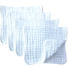 Load image into Gallery viewer, Muslin Burp Cloths 4 Pack Large 20" by 10" 100% Cotton 6 Layers Extra Absorbent and Soft by Synrroe