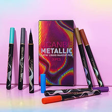 Load image into Gallery viewer, UCANBE 7 Colors Shimmer Liquid Eyeliner Makeup Set, Metallic Satin Finish Colorful Sparkling Eye Liner Pen, Long Lasting High Pigmented with Waterproof & Smudge Proof Formula