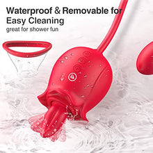 Load image into Gallery viewer, Rose Sex Toy for Womens Sex - 3in1 Upgrade Rose Sex Stimulator for Women with 7 Tongue Licking & 3 Thrusting Vibrator Dildo Adult Sex Toys for Couples G Spot Vibrators Clitoral Nipple Quick Pleasure