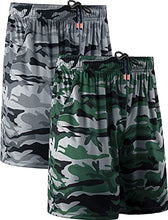 Load image into Gallery viewer, Neleus Men's Running Shorts 7 inch Camo Workout Athletic Shorts with Pockets,6002,2 Pack,Dary Grey/Dark Green,S