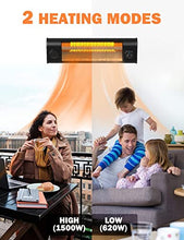 Load image into Gallery viewer, Electric Patio Heater, 1500W Garage Heater w/Remote Control 9H Timer, 3S Fast Heating Outdoor Heater for Patio, w/Tip-Over & Overheating Protection, Waterproof Wall-Mounted/Freestanding Heater