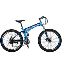 Load image into Gallery viewer, Eurobike 26” Full Suspension Mountain Bike 21 Speed Folding Bicycle Men or Women MTB (G6 Blue)