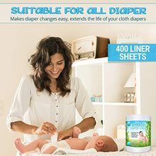 Load image into Gallery viewer, Bamboo Diaper Liners - Fragrance Free Cloth Diaper Liners - Disposable Flushable Bamboo Diaper Liners 400 Sheets for Cloth Diaper Nappy - (4 Pack) Gentle and Soft, Chlorine and Dye-Free