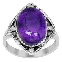 Load image into Gallery viewer, Orchid Jewelry 5.19 CTW Natural 14X10MM Oval Purple Amethyst 925 Sterling Silver Wedding Ring For Women – A February Birthstone Gemstone-A Unique Design Perfect As An Engagement Ring For Ladies