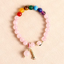 Load image into Gallery viewer, Jewever Rose Quartz Crystal Beads Bracelet 7 Chakra Crystals and Healing Stones Star Bracelets for Women Stretch