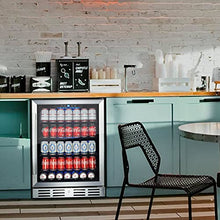 Load image into Gallery viewer, Kalamera 24 inch Beverage Refrigerator - 154 Cans Capacity Beverage Cooler- Fit Perfectly into 24" Space Built in Counter or Freestanding - for Soda, Water, Beer or Wine - For Kitchen or Bar with Blue Interior Light