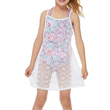 Load image into Gallery viewer, CinCili Girls Swim Cover Ups Beach Crochet Mesh Crossback Swimsuits Cover Up Dress for Girls 4-12 Years (S, baise)