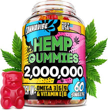 Load image into Gallery viewer, Hemp Gummies - 2 000 000, 60 Sweets - Stress, Insomnia & Anxiety Relief - Made in USA - Tasty & Relaxing Herbal Gummies - Premium Extract - Mood & Immune Support - Omega 3-6-9 Complex
