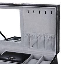 Load image into Gallery viewer, SONGMICS Black Jewelry Box, 8-Slot Watch Organizer, Storage Case with Lock and Mirror UJWB41B