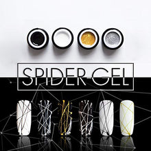 Load image into Gallery viewer, HOT SLAE Spider Gel Nail Art Line Silk Point Creative Pulling Wire Painting Gel Varnish Spider Web Gel 3D Emboss Soak Off White 4 colors/set